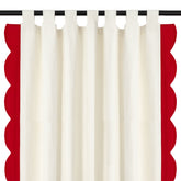 Ivory Curtain With Red Scallops