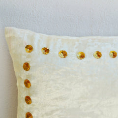 Ivory Velvet Pillow With Gold Boarder