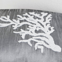 Grey pillow - Beaded coral pillow - Decorative throw pillow -Nautical pillow - Coral reef pillow- Silk pilow covers - 16x16 - gift - Oceanic