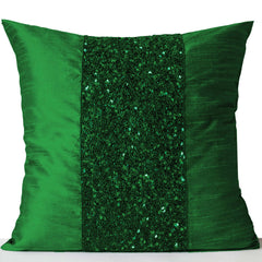 Emerald Green Silk Sparkle Pillow