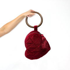 Handmade Heart Shaped Purse With Wooden Handle