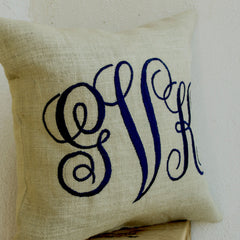Burlap Monogram Pillow Cover