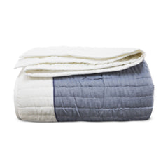 Blue Stonehenge Appliqué Quilt - Handmade Blue & White Artisan Bedding