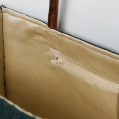 Chevron Tote Bag with Leather Handles