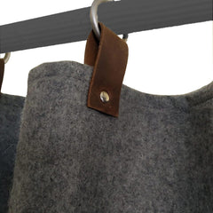 Custom Wool Felt Curtains with Genuine Leather Tabs And Nickel Rings