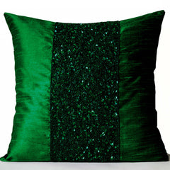 Emerald Green Silk Sparkle Pillow