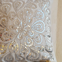 Ivory Sequin Throw Pillow Cover - Sparkly Cushion for Spring/Summer Gift