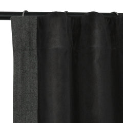 Custom Black Cotton Velvet Curtain With Grey Chevron Trim