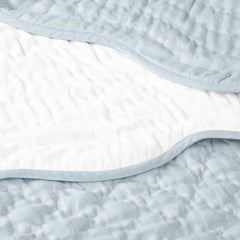 Custom Made Light Blue Scallop Linen Quilt - All-Season Coverlet