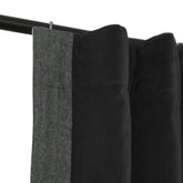 Custom Black Cotton Velvet Curtain With Grey Chevron Trim