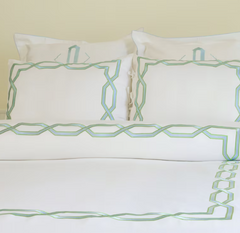 Light Blue Embroidered Geometric Duvet Cover – 400TC Cotton Blend
