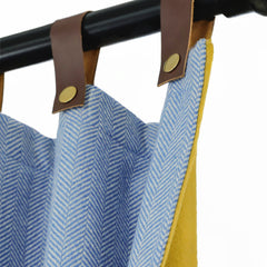Custom Wool Curtains - Double Layer Thermal Drapes, Insulated Window Panels, Handmade Luxury Curtains with Leather Tabs & Snap Buttons