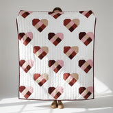 Handmade Cotton Heart Patch Quilt | Cozy Valentine's Quilt
