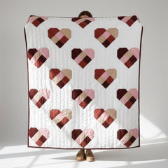 Handmade Cotton Heart Patch Quilt | Cozy Valentine's Quilt