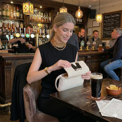 Hand Beaded Beer Pint Mini Bag - Stout Beer Embellished Clutch