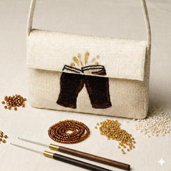 Hand Beaded Beer Pint Mini Bag - Stout Beer Embellished Clutch