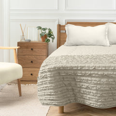 Handmade Beige Ruffle Quilt - Machine Washable, Available in all Sizes