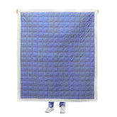 Blue Gingham Cotton Quilt - Classic Check Reversible Bedspread with Flange Edge