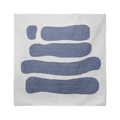 Blue Stonehenge Appliqué Quilt - Handmade Blue & White Artisan Bedding