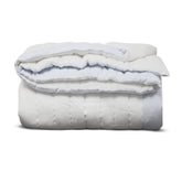 Blue & White Artisan Cotton Quilt - Modern Minimalist Bedding with Striped Edge