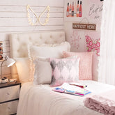 Handcrafted Reversible Linen Quilt - Blush Pink Coverlet and Bedspread