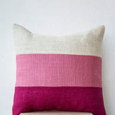 Chic Pink Burlap Throw Pillows Color Block With Pink Hues In Geometric Bold Stripes