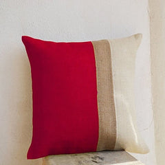 Color Block Red Burlap Pillow Red Decorative Cushion Cover