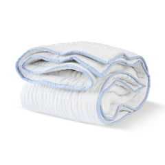Handmade Ivory Cotton Gauze Quilt - Blue Trim | Ultra-Breathable Custom Bedding | Crib to Cal King | Hot Sleeper & Summer Quilt