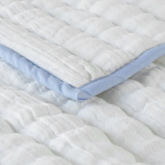 Handmade Ivory Cotton Gauze Quilt - Blue Trim | Ultra-Breathable Custom Bedding | Crib to Cal King | Hot Sleeper & Summer Quilt