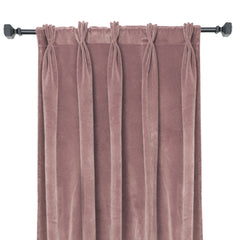 Dust Rose Cotton Velvet Pinch Pleat Curtains