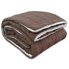 Handmade Brown Linen Quilt: European Flax & Hand-Stitched Detail