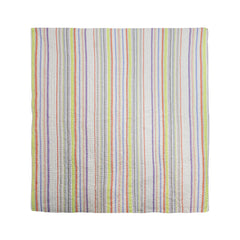 Handcrafted Striped Cotton Quilt, Colorful Washable Quilt And Shams