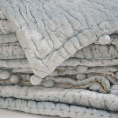 Icy Blue Velvet & Cotton Quilt: Hand-Quilted Luxury
