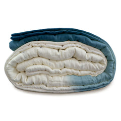 Indigo Ombre Ivory Linen Quilt: Handmade Luxury