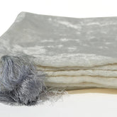 Ivory Gray Velvet Throw Blanket With Tassels
