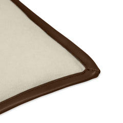 Custom Oatmeal Velvet & Leather Trim Pillow Cover
