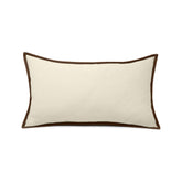Custom Oatmeal Velvet & Leather Trim Pillow Cover