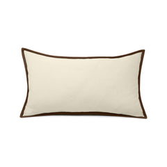Custom Oatmeal Velvet & Leather Trim Pillow Cover