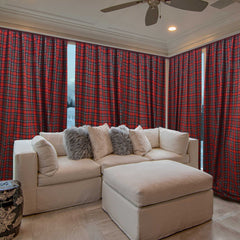 Handcrafted Red Green Plaid Wool Curtains