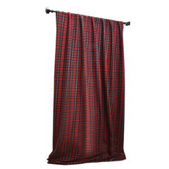 Handcrafted Red Green Plaid Wool Curtains