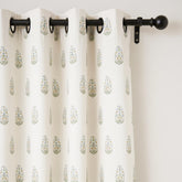 Custom Block Print Curtains | Cotton Canvas Boho Window Panels