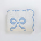 Handmade Blue Bow Patchwork Quilt - Coquette & Cottagecore Cotton Bedding | Dorm Room, Teen & Nursery Décor