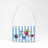 Hand Beaded Cocktail Mini Bag - Blue Stripe Summer Shoulder Purse