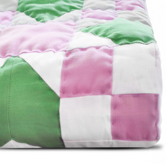Handmade Green, Pink - White Geometric Cotton Quilt - Custom Size for Kids