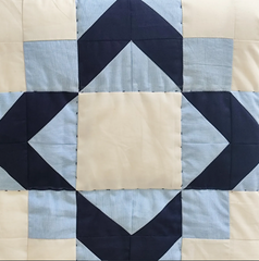 Handmade Kaleidoscope Patchwork Quilt - Navy And Ivory Cotton