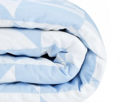 Handmade Blue White Cotton Quilt Bedspread Geometric Patchwork Bedding