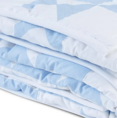 Handmade Blue White Cotton Quilt Bedspread Geometric Patchwork Bedding