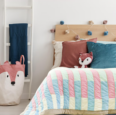 Handmade Geometric Striped Cotton Kids Quilt - Gender-Neutral Pastel Bedding | Crib to King | Custom Size & Monogram Available