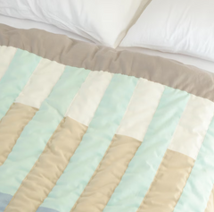Handmade Geometric Striped Cotton Kids Quilt - Gender-Neutral Pastel Bedding | Crib to King | Custom Size & Monogram Available
