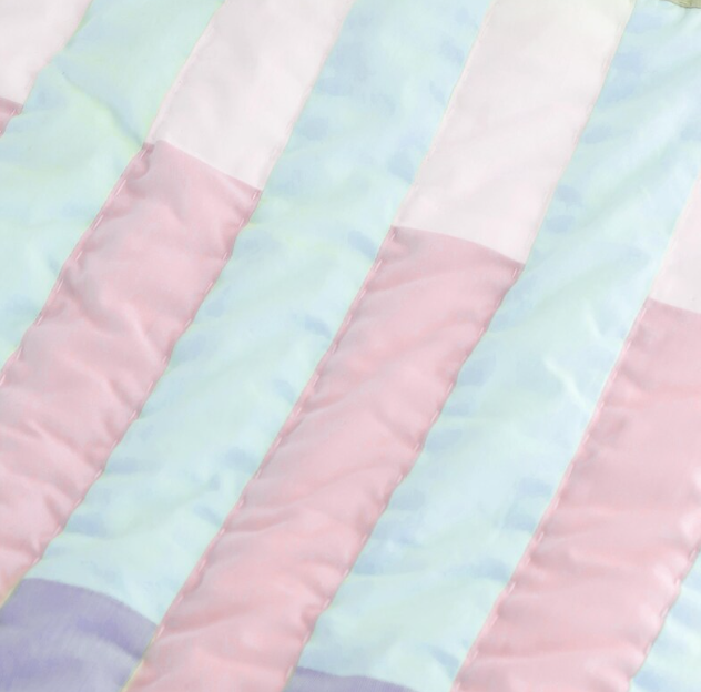 Handmade Geometric Striped Cotton Kids Quilt - Gender-Neutral Pastel Bedding | Crib to King | Custom Size & Monogram Available